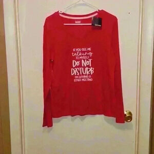 Handmade Long Sleeve Do Not Disturb Tee - Size Small